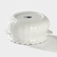 Сахарница фарфоровая с ложкой на бамбуковой подставке BellaTenero &laquo;Тюльпан&raquo;, 350 мл, цвет белый