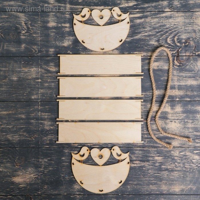 Кашпо деревянное 22×15×12 см уникальное Кашпо деревянное 22×15×12 см уникальное "Птичкина кормушка Лайт", ручка верёвка, натуральный