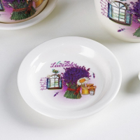 Набор кружек керамических с ложками и подставками &laquo;Букет лаванды&raquo;, 2 предмета: 330 мл, рисунок МИКС