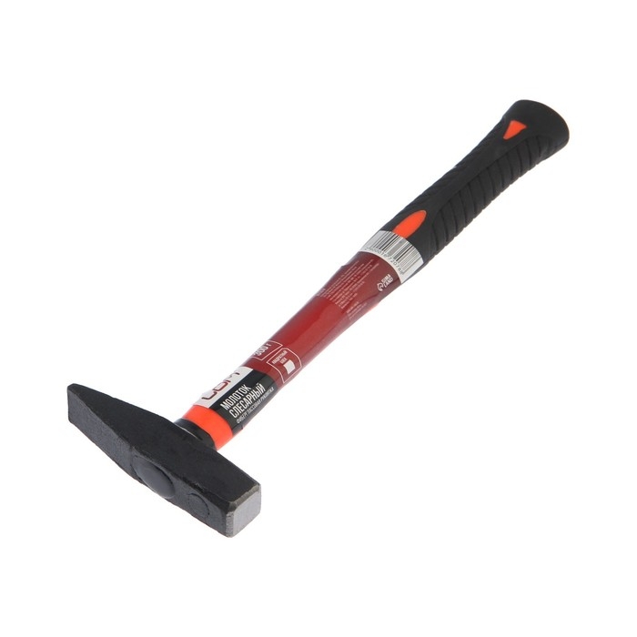 Молоток слесарный ЛОМ, квадратный боек, фиберглассовая обрезиненная рукоятка, 300 г Молоток слесарный ЛОМ, квадратный боек, фиберглассовая обрезиненная рукоятка, 300 г