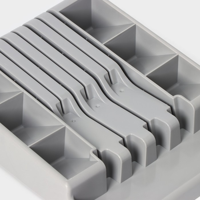 Лоток для столовых приборов и ножей Доляна, 30&times;23,5&times;5см, цвет серый