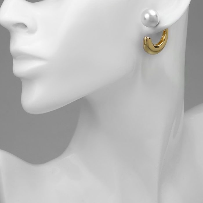 Серьги с жемчугом &laquo;Эксклюзив&raquo; полукольца, цвет золото