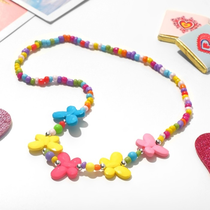 Бусы детские &laquo;Выбражулька&raquo; бабочки матовые, 40 см, цветные