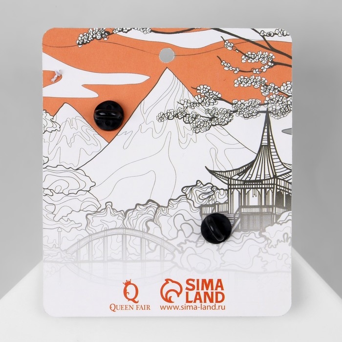 Набор значков (2 шт.) &laquo;Кицунэ&raquo; девятихвостый лис, цветной в золоте