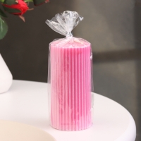 Свеча-цилиндр с гранями, 5х10 см, малиновая, 6 ч