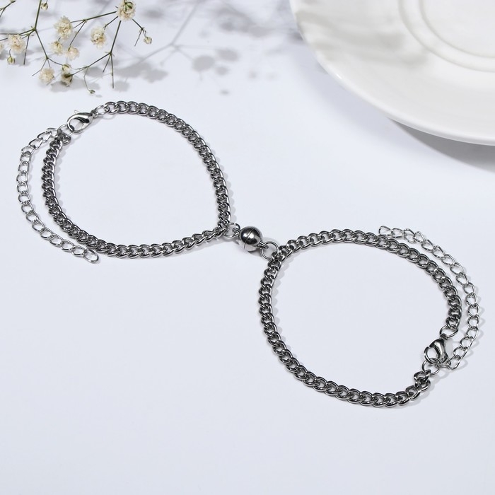 Браслеты «Неразлучники» на магните, цвет серебро L=17 Браслеты «Неразлучники» на магните, цвет серебро L=17