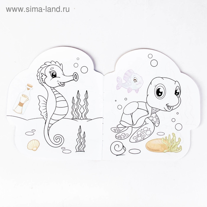 Раскраска с наклейками &laquo;Подводный мир&raquo;, 16 стр.