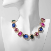 Колье &laquo;Бурлеск&raquo; геометрия, цветные в золоте, 30см