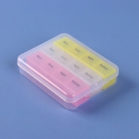 Таблетница - органайзер, английские буквы, утро/день/вечер/ночь, 3 контейнера по 4 секции, цвет МИКС