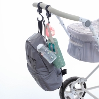 Крючок для сумок на коляску, пластиковый, вращается на 360&deg;, на липучке, цвет черный