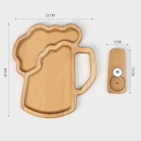 Подарочный набор деревянной посуды Adelica &laquo;Пивная кружка&raquo;, блюдо для подачи, открывашка для бутылок, 25&times;22&times;1,8 см, 12&times;5&times;1,8 см, берёза