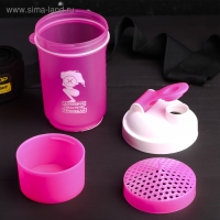 Шейкер спортивный &laquo;Доминируй, властвуй, приседай&raquo;, розовый, с чашей под протеин, 500 мл