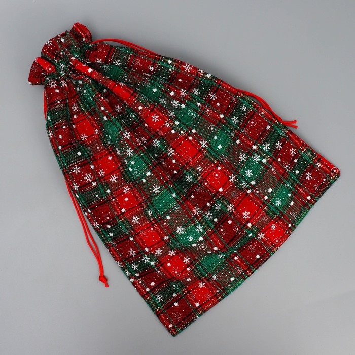 Мешочек подарочный холща &laquo;Мороз и солнце&raquo;, снежинки, 30 х 40 см +/- 1.5 см, Новый год