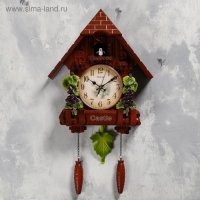 Часы настенные интерьерные большие с кукушкой "Лоза", бесшумные, 63х10х36 см, коричневые