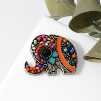 Брошь этника &laquo;Слон&raquo;, цветная в чернёном золоте