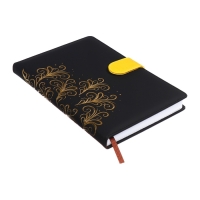 Ежедневник недатированный, обложка ПВХ, формат А5, 140 л, клетка, с хлястиком, Черный Ежедневник недатированный, обложка ПВХ, формат А5, 140 л, клетка, с хлястиком, Черный