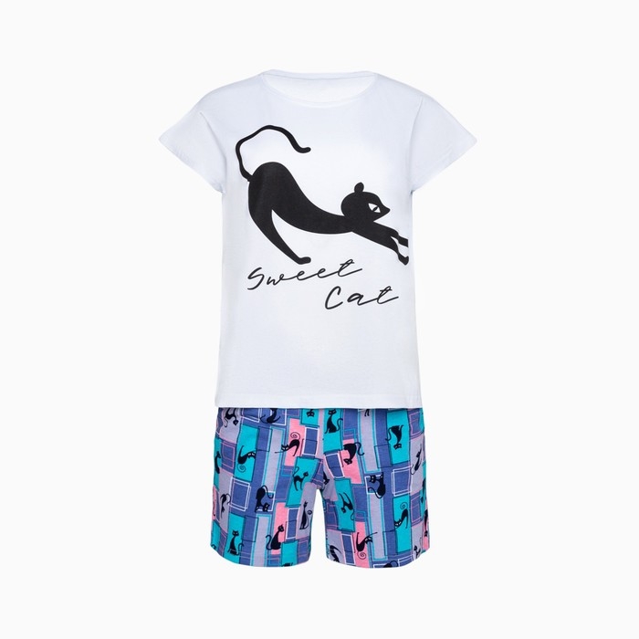 Комплект женский (шорты/футболка) домашний, цвет синий, размер 50