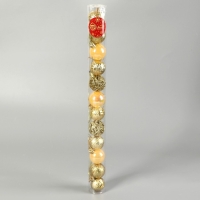 Набор шаров пластик d-4 см, 12 шт "Мелодия" орнамент блеск, золото