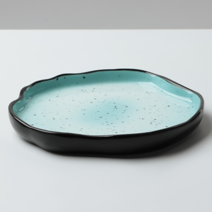 Тарелка керамическая неровный край «Синяя», 17 см, цвет синий Тарелка керамическая неровный край «Синяя», 17 см, цвет синий