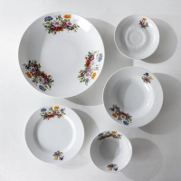 Набор столовой посуды Добрушский завод &laquo;Букет цветов&raquo;, 34 предмета, фарфор, белый