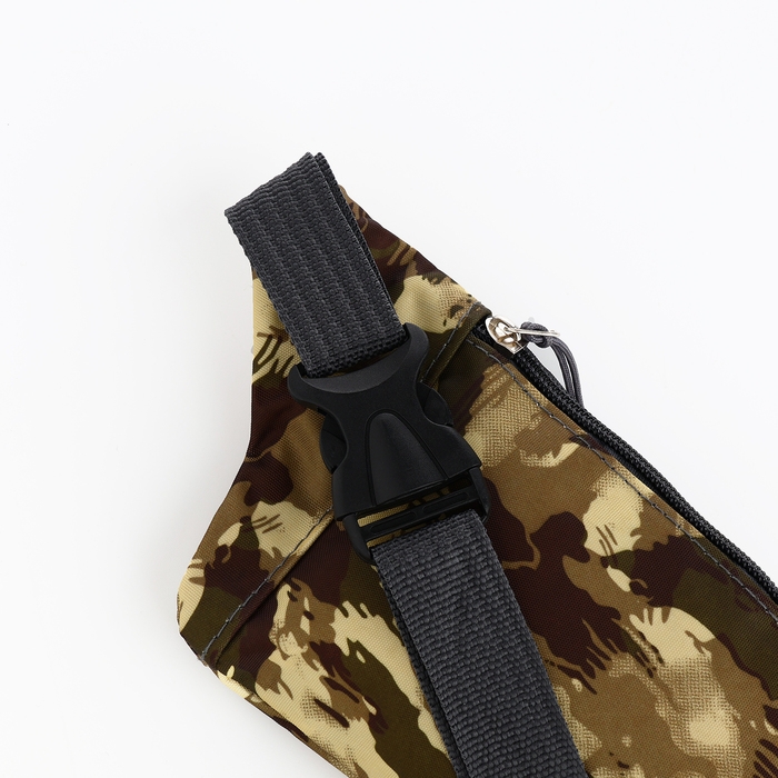 Поясная сумка на молнии, 2 наружных кармана, цвет бежевый/камуфляж Поясная сумка на молнии, 2 наружных кармана, цвет бежевый/камуфляж