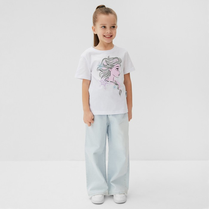 Футболка детская &laquo;Эльза&raquo;, Холодное сердце, рост 110-116, белый