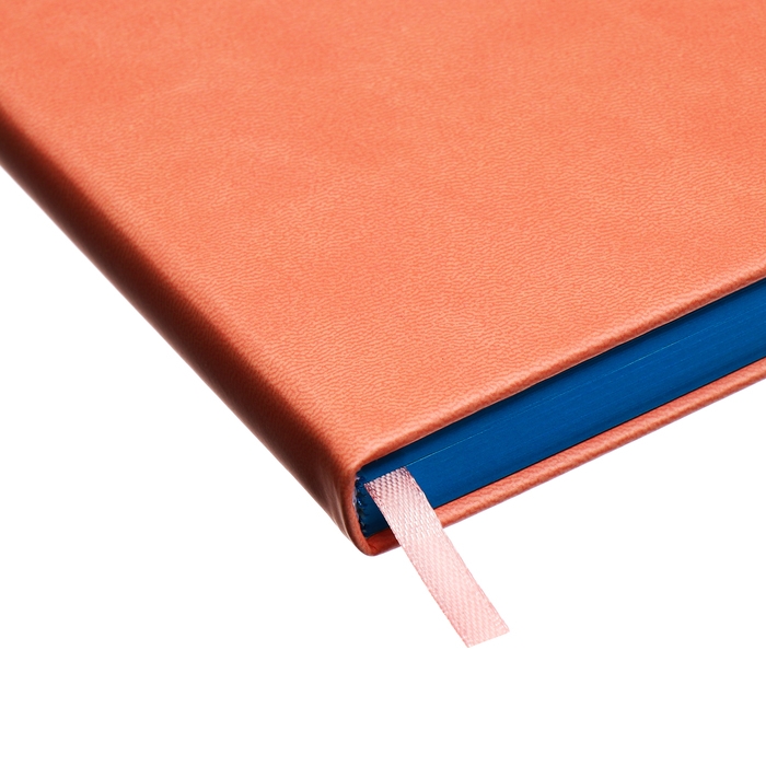 Ежедневник недатированный A5, 140л, клетка, кожзам, на резинке, бирюзовый срез, Розовый