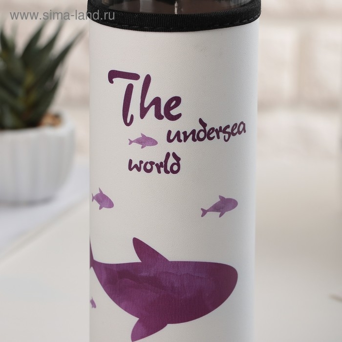 Бутылка для воды стеклянная с ручкой в чехле «Кит», 500 мл, h=23,5 см, рисунок МИКС Бутылка для воды стеклянная с ручкой в чехле «Кит», 500 мл, h=23,5 см, рисунок МИКС