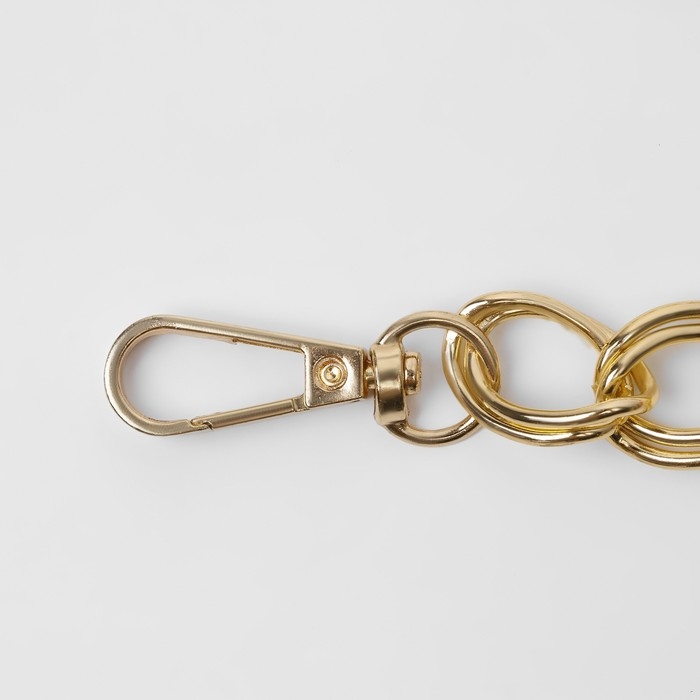 Цепочка для сумки, с карабинами, металлическая, двойная, 19 &times; 14 мм, 60 см, цвет золотой