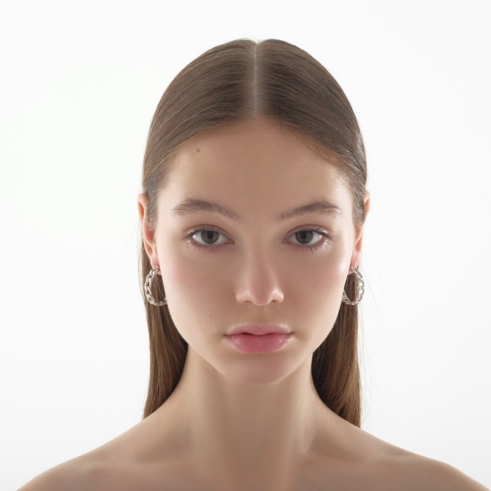 Серьги-кольца &laquo;Цепи&raquo; малые, d=2,2, цвет серебро