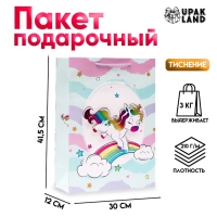 Пакет ламинированный &laquo;Милый Единорожка&raquo;,  30 &times; 41,5 &times; 12 см