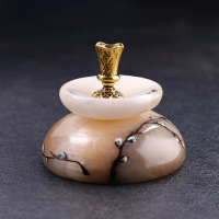 Подсвечник "Церковный №1", круглый с чашкой, 4х5,5 см, селенит, микс