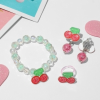 Набор детский &laquo;Выбражулька&raquo; 3 предмета: клипсы, браслет, кольцо, вишенки, цветной