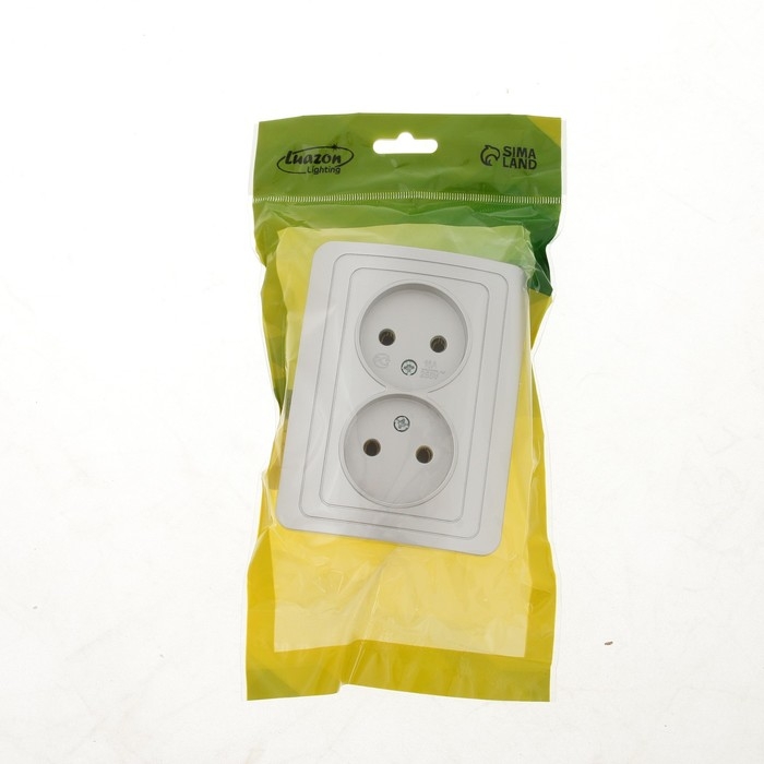 Розетка двухместная Luazon Lighting "Орион", 10 А, скрытая, без з/к, серебристая