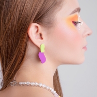 Серьги металл &laquo;Яркость&raquo; геометрия, цвет салатово-фиолетовый