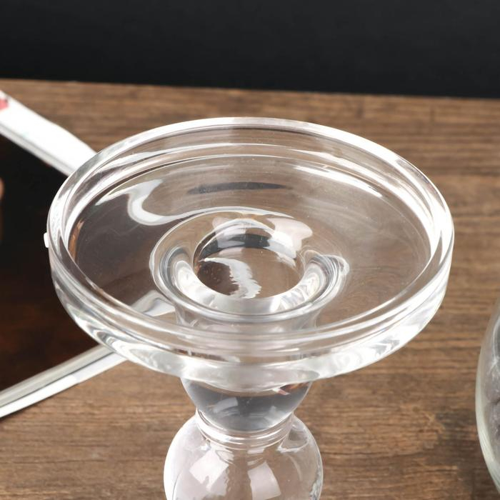 Подсвечник стекло Подсвечник стекло "Креманка" прозрачный набор 3 шт h- 8,5, 11,4, 14х8,5х8,5 см