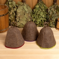 Шапка для бани темная с цветной окантовкой МИКС Шапка для бани темная с цветной окантовкой МИКС