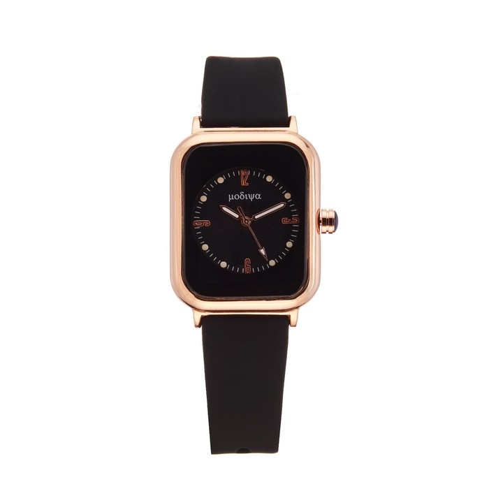 Часы наручные кварцевые женские, черный ремешок