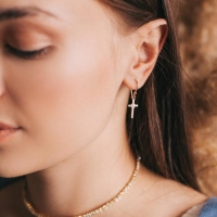 Серьги &laquo;Крестики&raquo;, розовое золочение