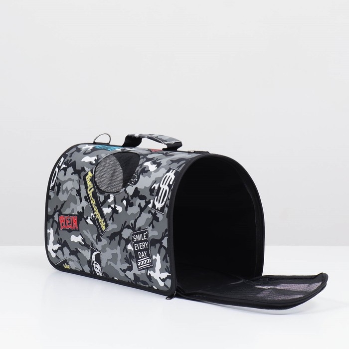 Сумка-переноска каркасная Сумка-переноска каркасная "Камуфляж", размер L, 53 х 21 х 29 см