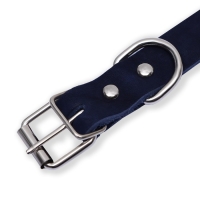 Ошейник кожаный однослойный, 45 х 2 см, ОШ 25-35 см, синий Ошейник кожаный однослойный, 45 х 2 см, ОШ 25-35 см, синий