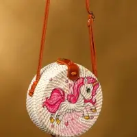 Сумка плетеная ротанг "Единорог", 15х6х60 см