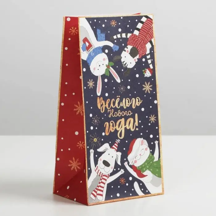 Пакет без ручек &laquo;Новогоднее время&raquo;, 10 х 19,5 х 7 см