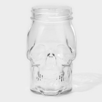 Кружка стеклянная с крышкой и трубочкой Доляна &laquo;Череп. Хэллоуин&raquo;, 400 мл, 9&times;14,5 см, цвет МИКС