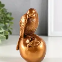 Фигура гипс "Птица на яблоке" высота 13 см, бронза