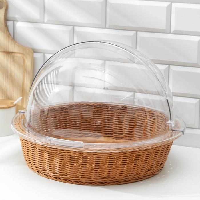 Хлебница Доляна &laquo;Крем&raquo;, плетёное основание, d=40 см