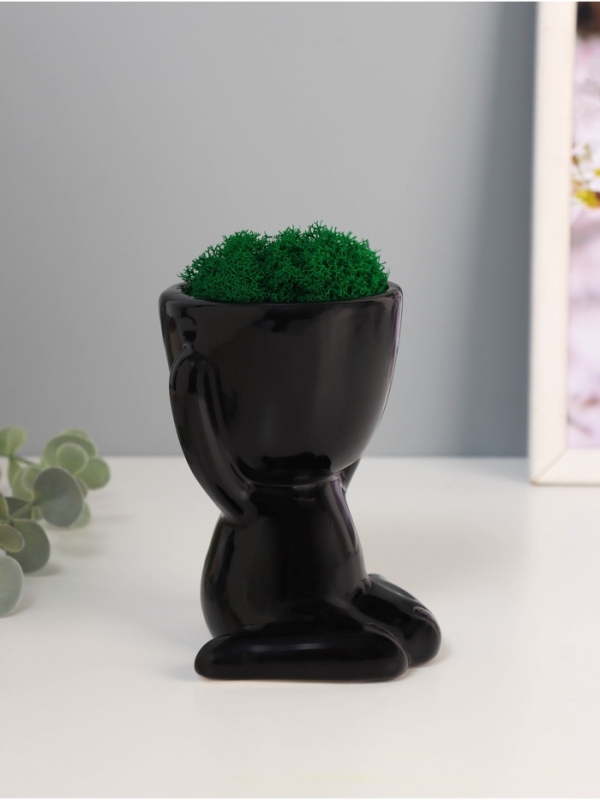 Кашпо керамика "Мистер Грин" любитель тишины 11,5*10*9 см черный