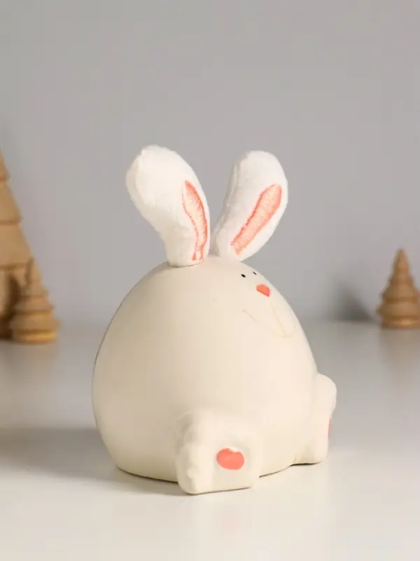 Сувенир керамика, текстиль "Зайчик круглый" белый 9х9,5х12 см