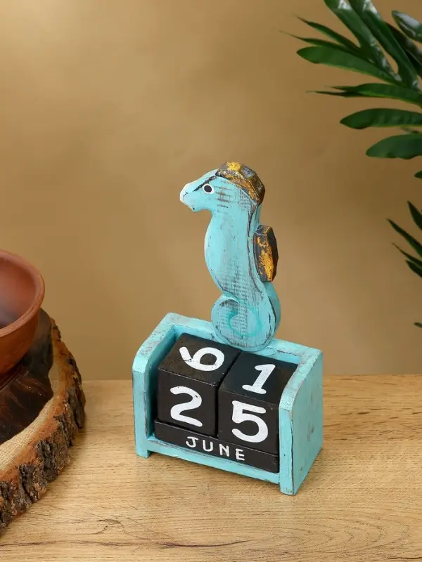 Календарь настольный "Морской конёк" дерево 11х5х19 см, цв. бирюзовый