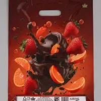 Пакет подарочный Клубника в шоколаде  40 х 31 см 60 мкм